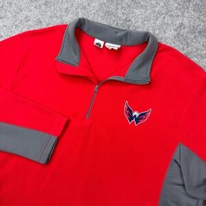Washington Capitals Sweater Men XL Red 1/4 Zip Majestic Therma Base Pullover NHL